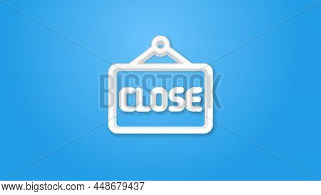 Signboard In Store, Closed Door, Close Sign Board, Shop Label At Entrance Realistic Icon. 3d Line Ve