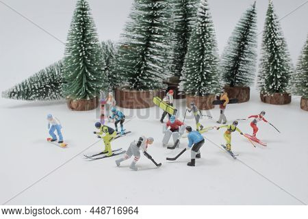 The Mini Figure Of Winter Recreation Activitie