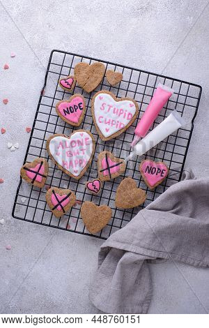 No Valentine Day Concept With Cookies Hearts