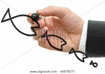 Drawing Of Big Fish Eating A Smaller One