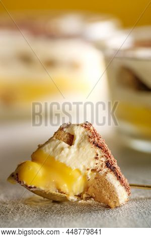 Tiramisu. Dessert With Cream For Breakfast. High Quality Photo