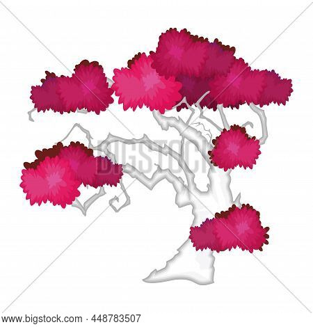 Realistic Green Sprawling Tree Isolated On White Background - Vector Illustration