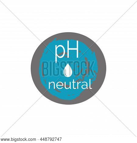 Ph Neutral Round Textured Icon. Blue Dermatology Symbol Isolated On White Background. Flat Vector Il