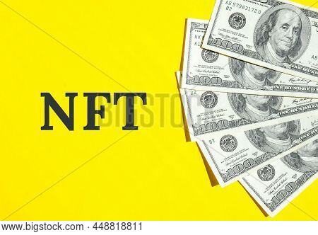 Nft Non-fungible Token Text. Concept Words Nft Non-fungible Token On Paper Blank. Background Of Doll
