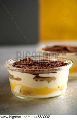 Tiramisu. Dessert With Cream For Breakfast. High Quality Photo