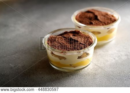 Tiramisu. Dessert With Cream For Breakfast. High Quality Photo