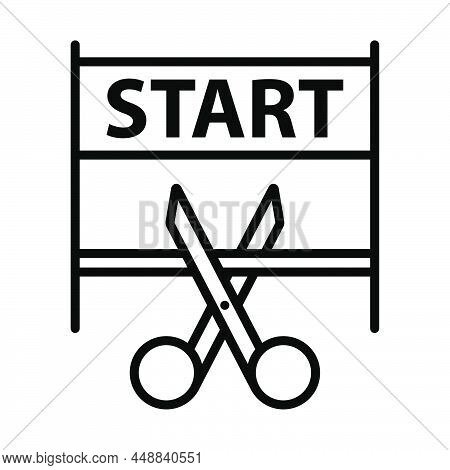 Scissors Cutting Tape Icon. Bold Outline Design With Editable Stroke Width. Vector Illustration.