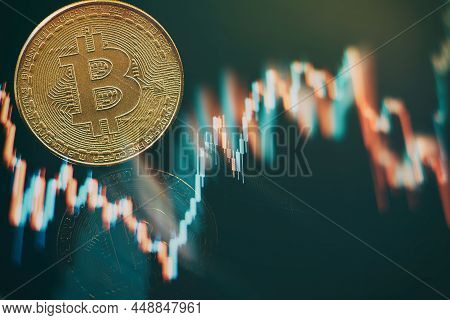 Bitcoin Stock Growth. Chart Shows A Strong Increase In The Price Of Bitcoin. Investing In Virtual As