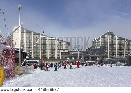 Borovets, Bulgaria - January 14, 2022: Winter View Of Ski Resort Of Borovets At Rila Mountain, Sofia