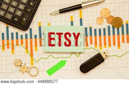 Word Etsy On Wooden Block, Busines Concept, Cardboard Word Etsy