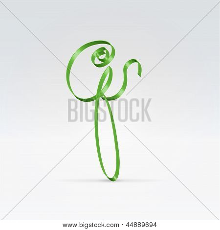 Carattere tipografico sottile nastro di raso verde