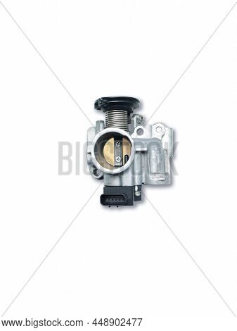 Throttle Valve With Electronic Control Air Supply To The Engine On White Background