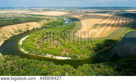 The Tract Krivobor'ye The Steep Wooded Sandy Slopes Of The Don River. A Steep Sandy Cliff Overgrown 