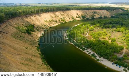 The Tract Krivobor'ye The Steep Wooded Sandy Slopes Of The Don River. A Steep Sandy Cliff Overgrown 