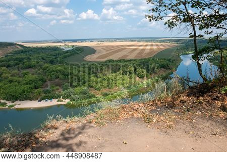 The Tract Krivobor'ye The Steep Wooded Sandy Slopes Of The Don River. A Steep Sandy Cliff Overgrown 