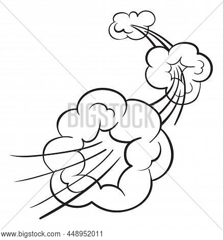 Fast Moving Comic Effect With Dust Cloud Motion Isolated On White Background