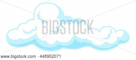 Fluffy Cloud. Cartoon Curly Soft Weather Icon Isolated On White Background