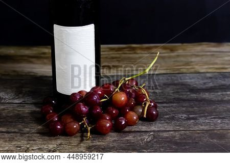 Chilled Wine Bottle With Blank Label With Fruits On The Side