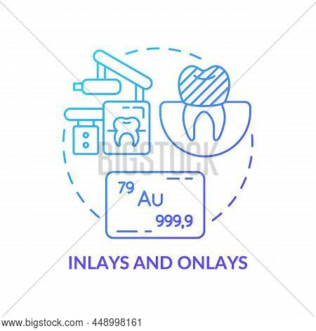 Inlays And Onlays Blue Gradient Concept Icon. Aesthetic Dentistry Type Abstract Idea Thin Line Illus