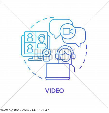 Video Blue Gradient Concept Icon. Online Business Conference And Meeting. Function Of Ucaas Abstract