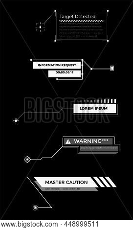 Callouts Titles Banner. Futuristic Digital Line Text Frame Boxes And Label Emplate Set. Pop-up Or De