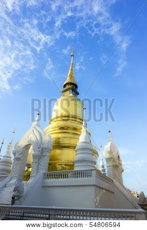 Gold Pagoda At Wat Suan Dok In Chiang Mai