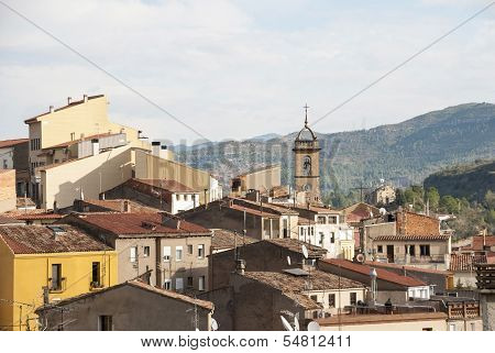 Monistrol De Montserrat The Village Under Monastery, Spain