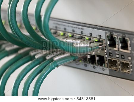 Connection Of The Network Cables In A Firewall And Integrated Switch To Connect The Computers To The
