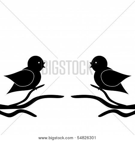 two birds on twigs