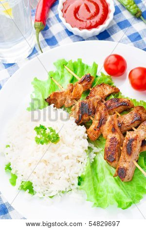 Grilled marinated pork with rice