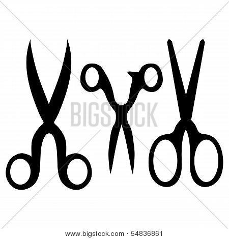 Vector Illustration Of Various Professional Barber Scissors