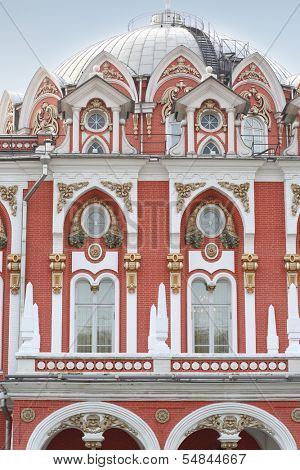 A large dome of the Petroff Palace close up. Palace was built in the 18th century 