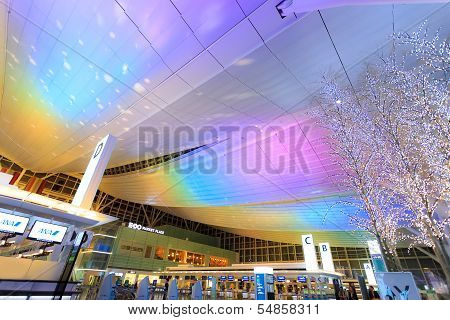 Lights are decorated at Haneda airport preparing for the coming Christmas
