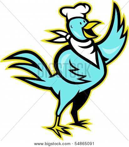 Chicken Chef Cook Standing Waving Wing
