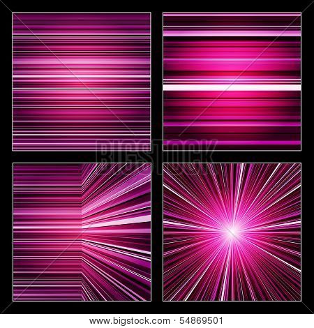 Abstract striped purple and violet backgrounds set