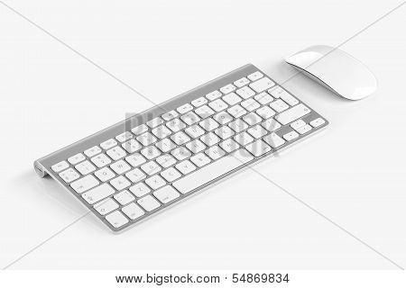 Wireless Computer Keyboard And Mouse Isolated On White Background