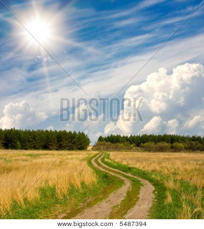 Rural Road In Steppe