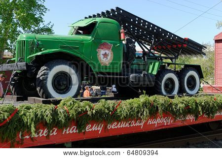May 9, 2014. Nizhny Novgorod. The Victory train in honor of defeat by the Soviet armies of fascist a
