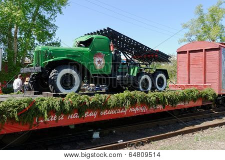 May 9, 2014. Nizhny Novgorod. The Victory train in honor of defeat by the Soviet armies of fascist a