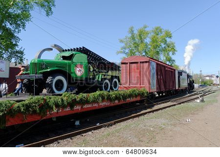 May 9, 2014. Nizhny Novgorod. The Victory train in honor of defeat by the Soviet armies of fascist a