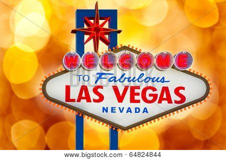 Welcome to Fabulous Las Vegas sign blurred highlights bokeh Nevada photo mount