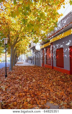 Benassal street in autumn Benasal in Maestrazgo Castellon Spain