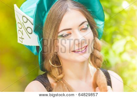 Portrait of a beautiful young woman with brown hair