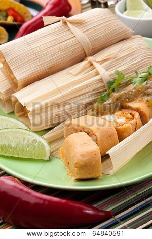 Chicken Tamales With Green Salsa