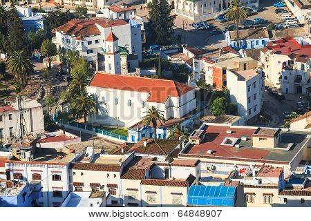 Aerial view of chefchaouen city