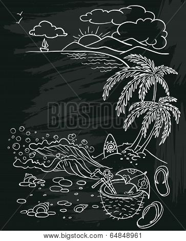 Summer On Chalkboard