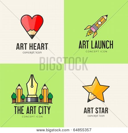Set of art concept icons