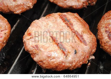 Golden Bowned Burger On A Grill