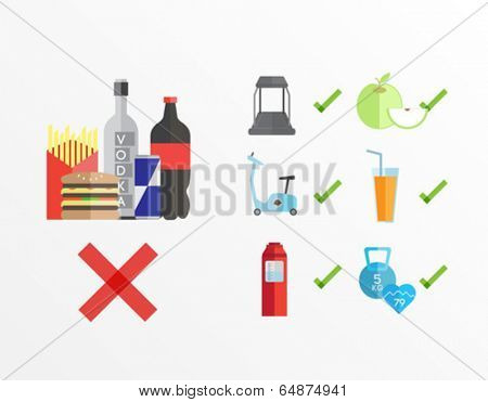 Dieting and fitness guidelines vector on white background