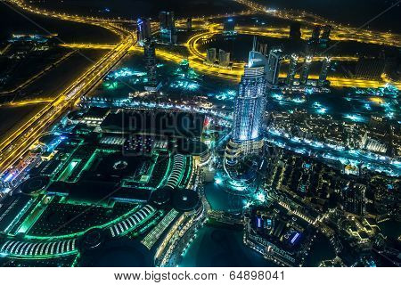 Address Hotel At Night In The Downtown Dubai Area Overlooks The Famous Dancing Fountains